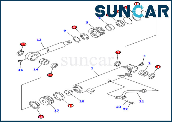 kupować Zestawy uszczelek wysięgnika 707-98-34560 7079834560 Zestaw serwisowy cylindra offsetowego do części wewnętrznych Komatsu PC75UU-2 PC75UU-3 online manufacture