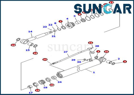 kupować 707-98-35310 7079835310 Zestaw uszczelek siłownika ramienia pasuje do części wewnętrznych PC78US-8 PC78MR-6 PC88MR-6 Komatsu online manufacture