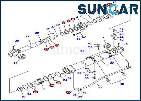 kupować Komatsu 707-99-76240 7079976240 Zestaw uszczelek serwisowych siłownika ramienia do koparki PC800-8 PC800-8R PC800LC-8 online manufacture