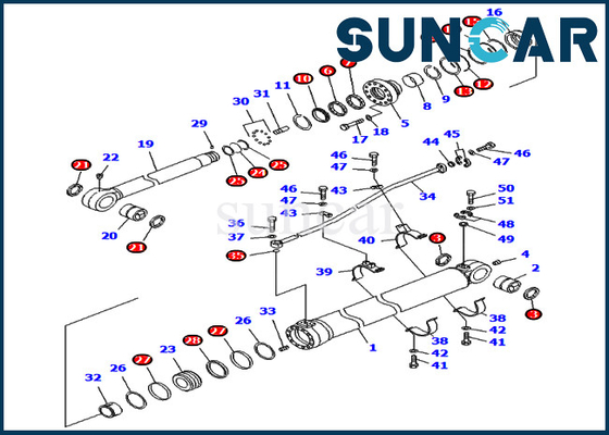 kupować 707-99-68470 7079968470 Zestaw uszczelek do koparki ramienia Siłownik hydrauliczny pasuje do Komatsu PC800LC-8 PC850-8 online manufacture
