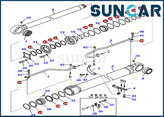 kupować Zestaw uszczelek cylindra wysięgnika 721-98-00920 7219800920 Zestawy serwisowe koparki do PC800SE-8E0 Komatsu online manufacture