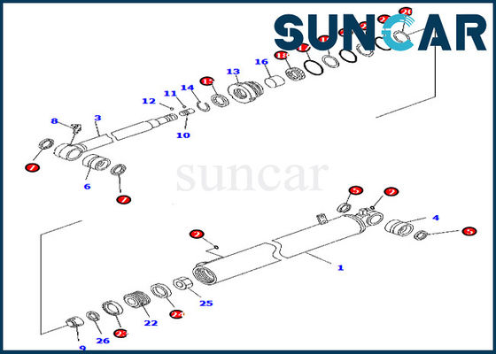 kupować 707-98-41350 7079841350 Zestaw naprawczy cylindra wychylenia wysięgnika pasuje do Komatsu PC88MR-8 PW98MR-8 online manufacture