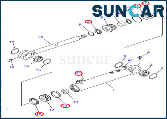 kupować D31EX-21 Zestaw siłowników hydraulicznych Komatsu Zestaw uszczelek kątowych 707-98-22850 7079822850 online manufacture