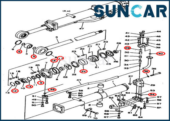 kupować 195-63-05110 Hydrauliczny zestaw naprawczy podnośnika lemiesza Zestaw uszczelek cylindra Pasuje do D355A-3 Komatsu online manufacture
