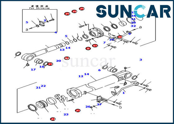kupować 7079974520 Zestaw uszczelek przechyłu ostrza Zestawy naprawcze cylindra do buldożera Komatsu D375A-5D online manufacture