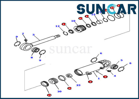kupować D31EX-22 Komatsu Parts 707-99-24650 Bulldozer Service Kit Tilt Cylinder Sealing Kit online manufacture