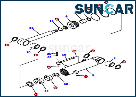 kupować D41E6T Komatsu 7079841060 Zestawy uszczelek olejowych Ripper Zestaw naprawczy cylindra do części wewnętrznych spychacza online manufacture