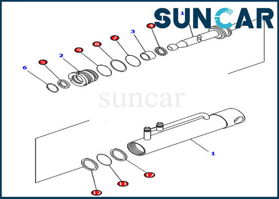 kupować Odporność na korozję 707-99-11010 Zestaw naprawczy cylindra hydraulicznego do Komatsu D475A-3 online manufacture