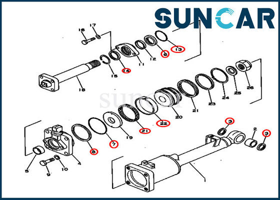 kupować Zestaw uszczelek hydraulicznych 131-63-05050 Zestawy naprawcze siłowników przechyłu do Komatsu D50A-16 D50P-16 online manufacture