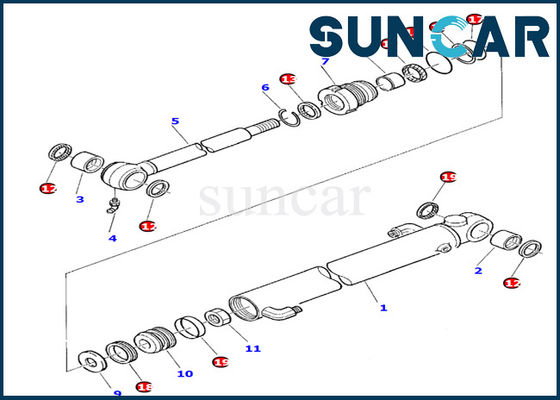 kupować 878000389 Uszczelka olejowa Koparka Komatsu PC10-7 Zestaw naprawczy wewnętrznego cylindra łyżki online manufacture