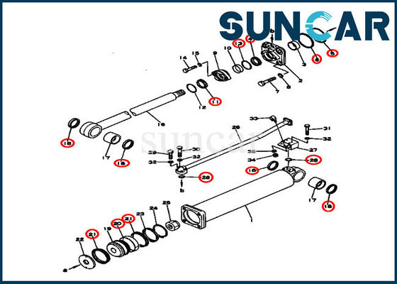 kupować Części spychacza 131-63-05040 Zestaw uszczelek siłownika hydraulicznego podnoszenia D53S-16 Zestawy naprawcze Komatsu online manufacture
