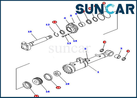 kupować 707-99-52215 Zestaw uszczelek do naprawy siłownika hydraulicznego Zestaw uszczelnień przechyłu ISO9001 Pasuje do D65E-12 Komatsu online manufacture