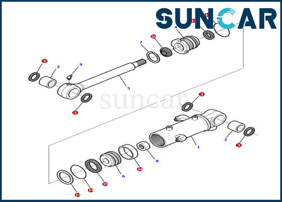 kupować Komatsu 878000379 Zestaw uszczelek cylindra ostrza pasuje do maszyn do koparek PC12R-8 Zestaw serwisowy części wewnętrznych online manufacture