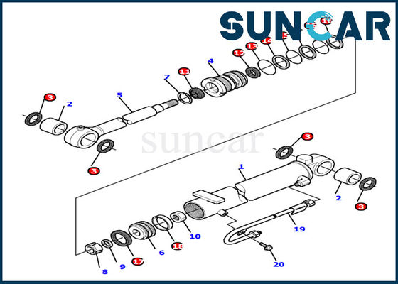 kupować 878000503 Zestaw uszczelek cylindra wysięgnika Zestaw serwisowy do koparki wewnętrznej Komatsu pasuje do koparki PC12R-8 online manufacture