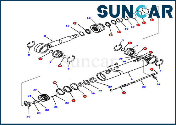 kupować 707-99-36720 Zestaw naprawczy uszczelki cylindra kątowego lemiesza pasuje do D65EX-16 D65PX-16 Komatsu online manufacture