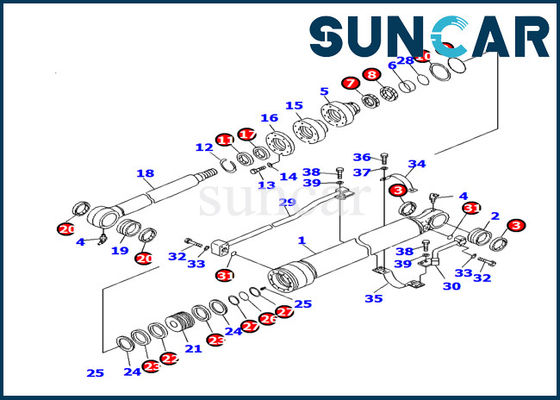 kupować 707-99-27470 Komatsu Zestaw serwisowy cylindra łyżki Zestaw naprawczy uszczelki do wymiany koparki PC130F-7 online manufacture