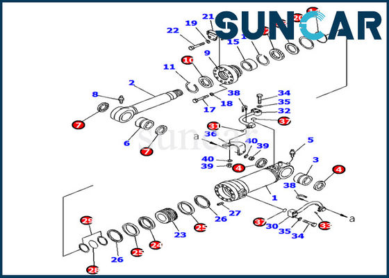 kupować 707-99-38790 Zestaw uszczelek cylindra podnoszenia ostrzy Komatsu PC138US-8 Zestaw naprawczy części wewnętrznych koparki online manufacture