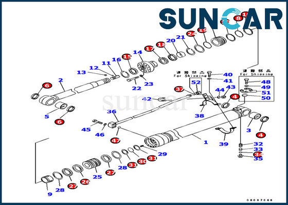 kupować 707-99-38820 Komatsu PC138US-8 Części wewnętrzne koparki Zestaw uszczelek siłownika ramienia Zestaw naprawczy maszyn online manufacture