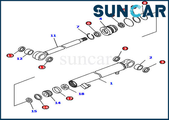 kupować 707-98-13970 Zestaw uszczelek siłownika ramienia Pasuje do zestawu serwisowego do koparki Komatsu PC15MR-1 online manufacture