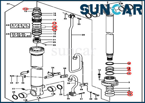 kupować AH225136 Zestaw cylindra hydraulicznego wysięgnika Zestaw uszczelek do koparki Pasuje do John Deere 2154D 225CLC online manufacture