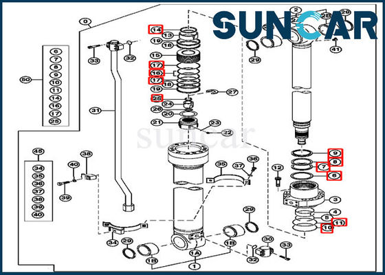 kupować AH225135 Zestaw uszczelek siłownika hydraulicznego ramienia do koparki 2154D 225CLC Części JOHN DEERE online manufacture