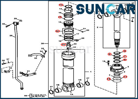 kupować FYA00006591 Zestaw naprawczy uszczelki cylindra hydraulicznego John Deere do form koparek 240DLC 250GLC online manufacture