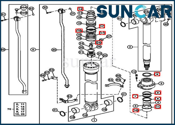 kupować Elementy siłownika ramienia 4369943 Zestaw hydraulicznych uszczelek naprawczych Pasuje do sprzętu John Deere 230CLC online manufacture