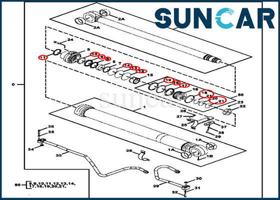 kupować FYA00006594 Zestaw uszczelek cylindra ramienia koparki Pasuje do maszyn budowlanych JOHN DEERE 300GLC online manufacture