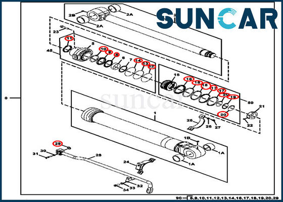 kupować FYA00006595 Zestaw uszczelniający cylindra łyżki 300GLC Elementy cylindra DEERE Części EPC online manufacture