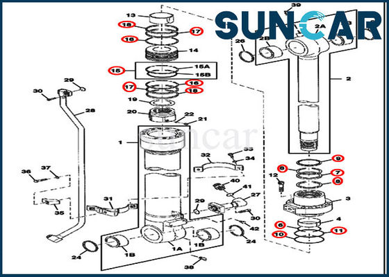 kupować FYA00001401 Zestaw naprawczy uszczelek łyżki 370C 450CLC Części zamienne do cylindrów Deere online manufacture