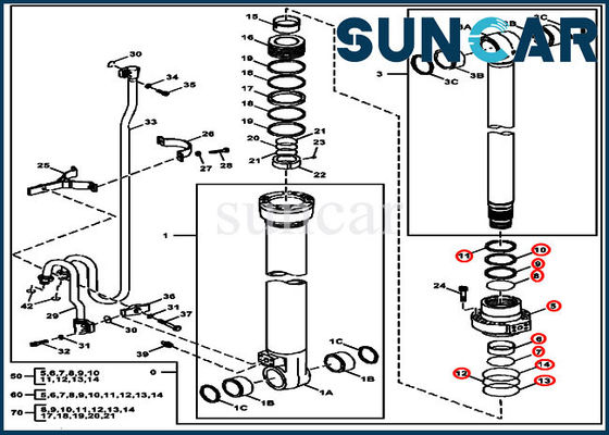 kupować FXB00002044 Zestaw uszczelniający siłownika hydraulicznego wysięgnika pasuje do modeli John Deere 180GLC 190GW online manufacture