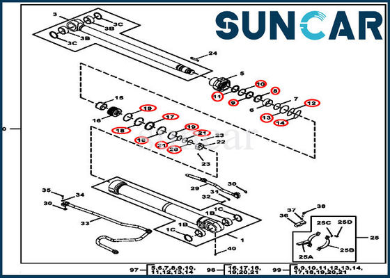 kupować Zestaw serwisowy cylindra 190GW FYA00012905 Pasuje do elementów siłownika hydraulicznego wysięgnika John Deere online manufacture