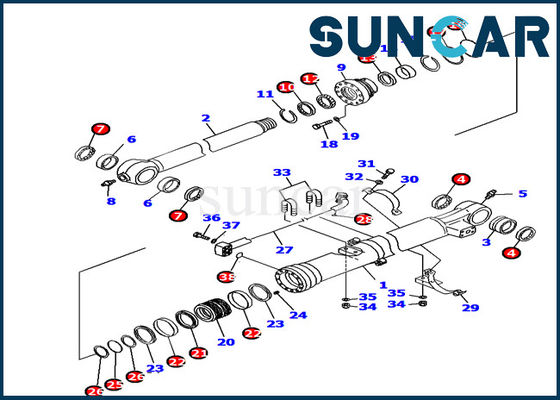 kupować 707-99-37150 Zestaw uszczelek cylindra łyżki koparki Pasuje do zestawu naprawczego do maszyn Komatsu PC160LC-7E0 online manufacture