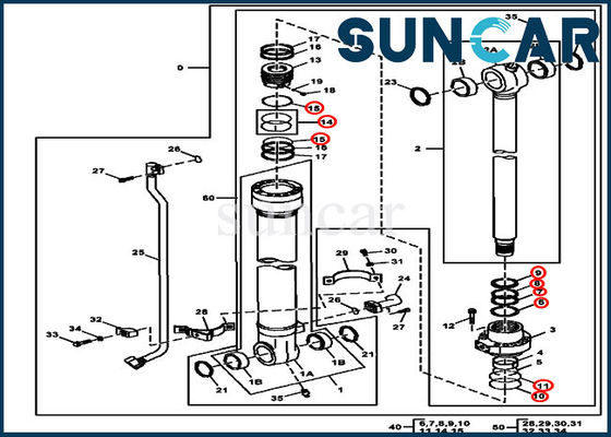 kupować 4663493 Zestaw serwisowy cylindra łyżki 190DW 160DLC Zestaw naprawczy uszczelki do koparki John Deere online manufacture