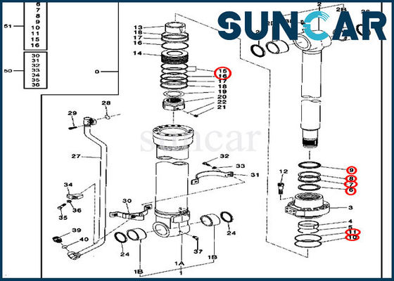 kupować 4627361 Zestaw uszczelek cylindra łyżki koparki 2554 230CLC Zestawy uszczelek olejowych John Deere online manufacture
