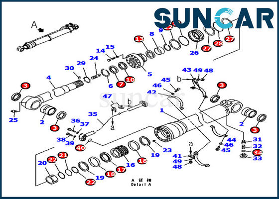 kupować 707-98-48610 Zestawy uszczelek do koparek Komatsu Zestaw uszczelek do naprawy siłownika ramienia do PC180 PC200 PC210 online manufacture