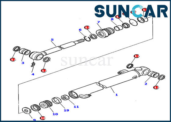 kupować 878000390 Zestaw uszczelek cylindra łyżki Komatsu Zestaw uszczelniający do koparki Pasuje do koparki PC20-7 online manufacture