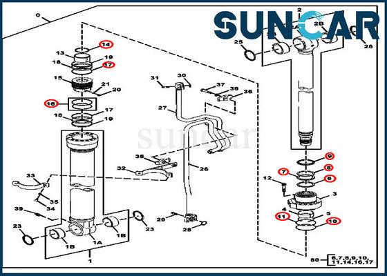 kupować FYA00001396 Zestaw uszczelek cylindra wysięgnika Zestaw serwisowy do koparki 245GLC JOHN DEERE online manufacture