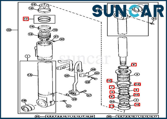 kupować Cylinder wysięgnika 290D 4369764 Zestaw naprawczy uszczelki Zestawy serwisowe do wymiany koparki John Deere online manufacture