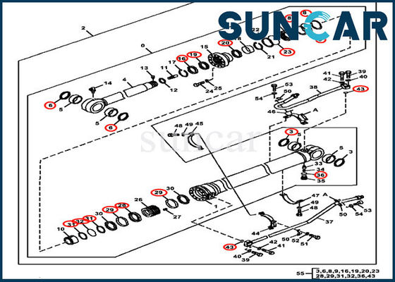 kupować 4640118 Zestaw uszczelek ramienia łyżki pasuje do modeli koparek John Deere 350GLC 370C 350DLC online manufacture