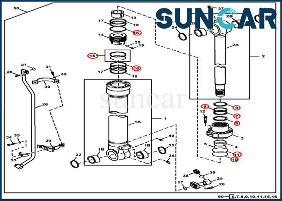 kupować FYA00001398 Zestaw naprawczy uszczelki cylindra łyżki ISO9001 3754D 350DLC Zestaw serwisowy John Deere online manufacture