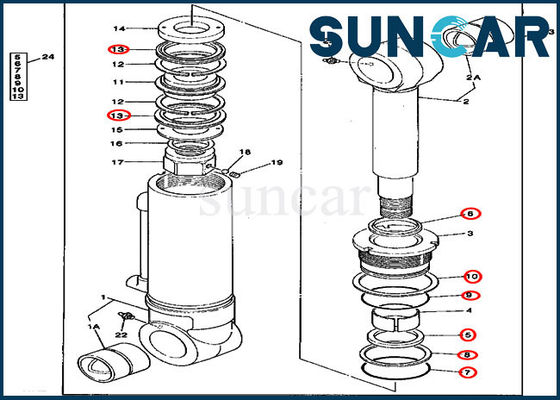 kupować 4240084 Zestaw uszczelek cylindra ostrza Zestawy hydrauliczne do koparek do 595D John Deere online manufacture