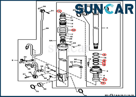 kupować 3754D Deere 4686432 Zestawy hydraulicznych uszczelek wysięgnika Pasują do cylindra 115,00 mm Pręt 170 mm Otwór online manufacture
