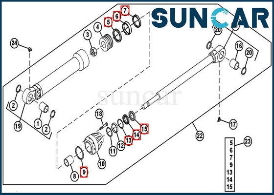kupować Uszczelnienia hydrauliczne AH144593 Zestaw uszczelek cylindra łyżki do koparki 690ELC John Deere online manufacture