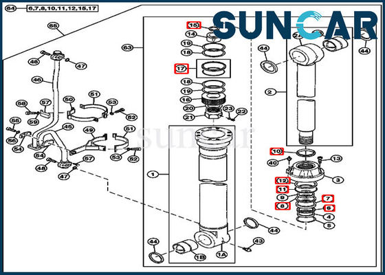 kupować 4614814 Excavator Boom Cylinder Service Kit Fits 750 800C JOHN DEERE Replacement Seal Kits online manufacture
