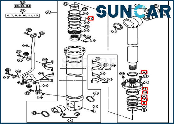 kupować 4653861 Hydraulic Boom Cylinder Seal Repair Kit Fits For 850DLC 870GLC John Deere Parts online manufacture