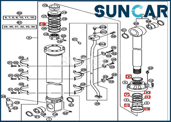 kupować 850DLC 870GLC John Deere 4653862 Arm Cylinder Components Excavator Sealing Kit online manufacture