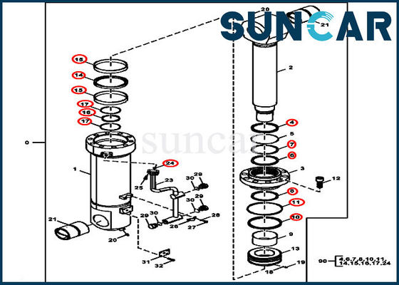 kupować 870GLC JOHN DEERE FXB00001856 Counterweight Removal Device Cylinder Repair Seal Kit online manufacture