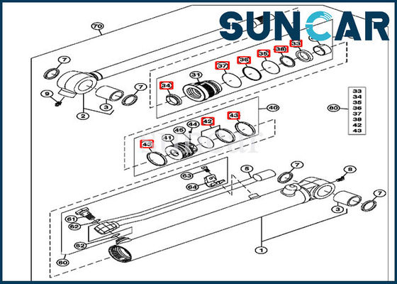 kupować 4652138 Zestaw naprawczy hydraulicznego cylindra łyżki Pasuje do pręta 35 mm o średnicy 55 mm JOHN DEERE online manufacture