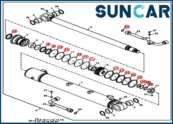 kupować FYD00006229 Zestawy uszczelek Deere Zestaw serwisowy do wymiany cylindra wysięgnika do koparki 75G online manufacture